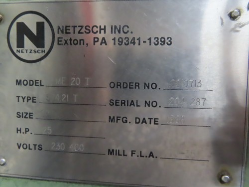 20 liter Netzsch Horizontal Media Mill