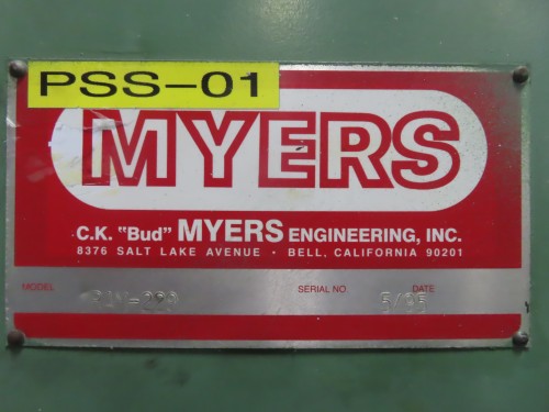 150 gallon Myers Tank Discharge Press Tag